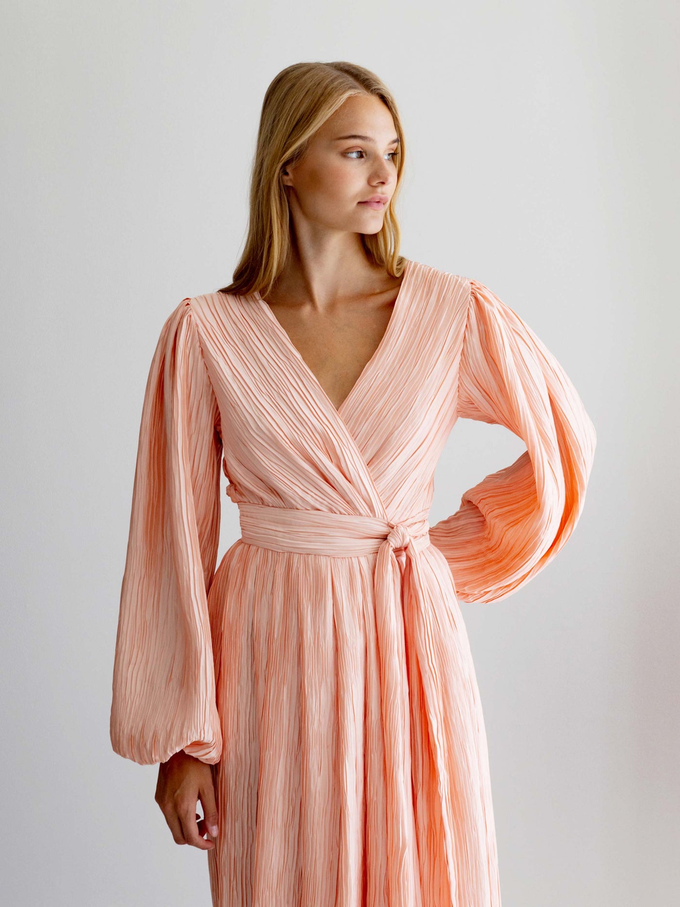 Shell evening dress, peach
